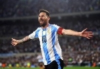 Argentina's Lionel Messi celebrates after scoring against Bolivia during their World Cup qualifier in Buenos Aires on Oct. 15. | REUTERS