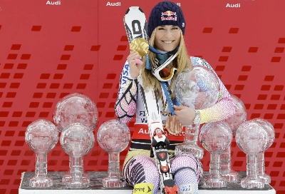 Lindsey Vonn poses with her World Cup trophies after the season finale in Garmisch-Partenkirchen, Germany, in March 2010. Lindsey Vonn poses with her World Cup trophies after the season finale in Garmisch-Partenkirchen, Germany, in March 2010.