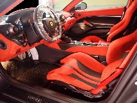 The interior of the Ferrari, which was registered in 2017 and has only 1,509 kilometers on the odometer. It received 127 bids during the auction, which ran from Monday to Wednesday. | The National Tax Agency / via Jiji