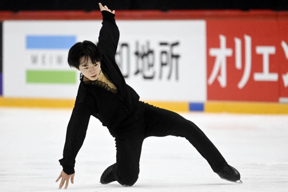 Yuma Kagiyama performs his free skate during the Finlandia Trophy in Helsinki on Saturday. Yuma Kagiyama performs his free skate during the Finlandia Trophy in Helsinki on Saturday.