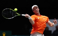 Netherlands' Botic van de Zandschulp competes against Italy during the Davis Cup in Bologna, Italy, on Sept. 15. | REUTERS