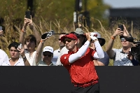 Sergio Garcia tees off on the second hole during the final round of the LIV Golf Chicago tournament at Bolingbrook Golf Club in Bolingbrook, Illinois, on Sept. 15. | Imagn Images / via Reuters