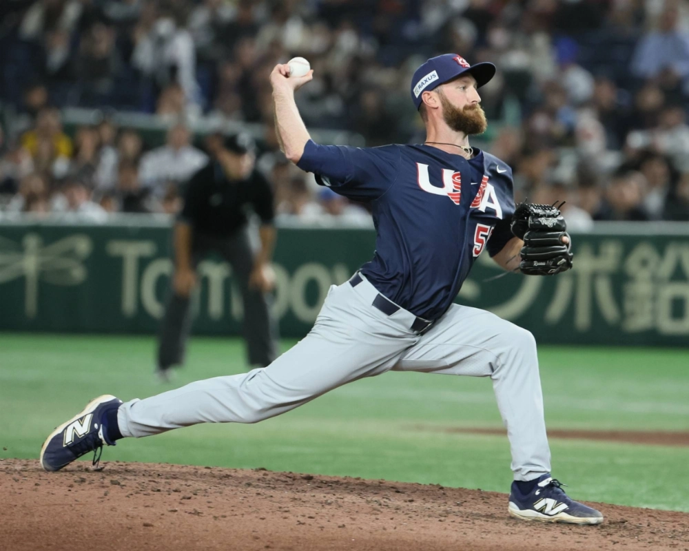 U.S. pitcher Spencer Patton throws during the sixth inning of Team USA's loss to Samurai Japan on Thursday at Tokyo Dome. U.S. pitcher Spencer Patton throws during the sixth inning of Team USA's loss to Samurai Japan on Thursday at Tokyo Dome.