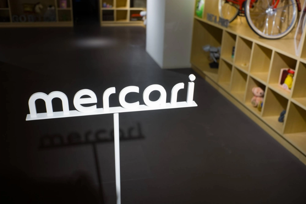 Mercari signage at the company's office in Tokyo in September 2020. Mercari signage at the company's office in Tokyo in September 2020.