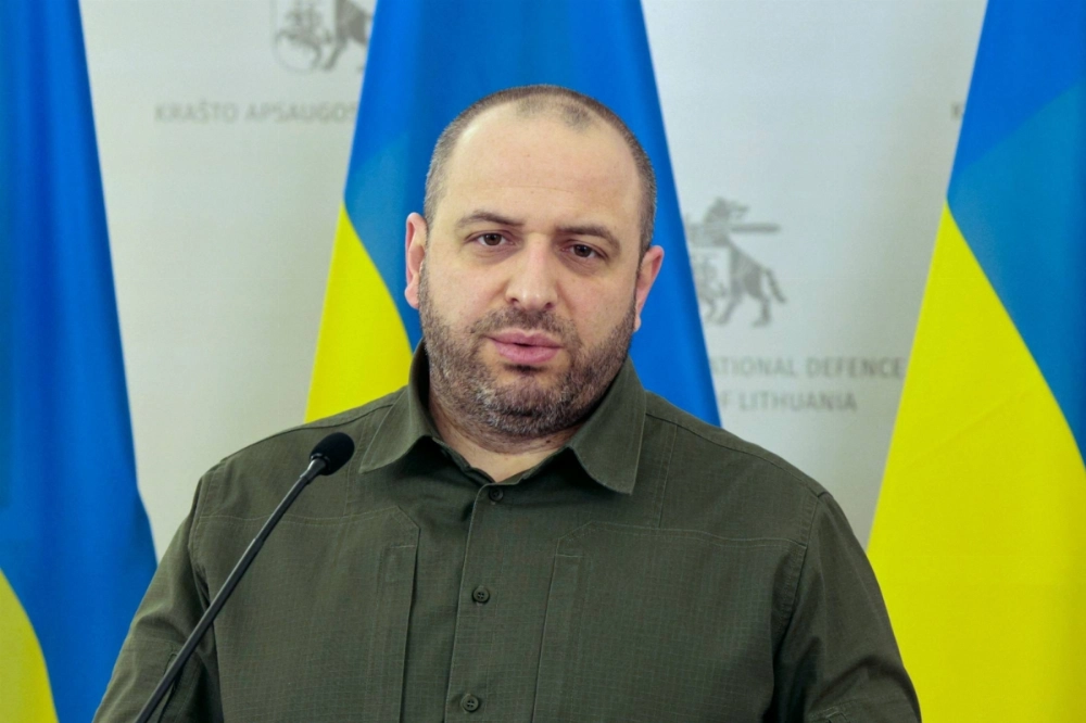 Ukrainian Defense Minister Rustem Umerov addresses a news conference in Vilnius, Lithuania, on Saturday. Ukrainian Defense Minister Rustem Umerov addresses a news conference in Vilnius, Lithuania, on Saturday.
