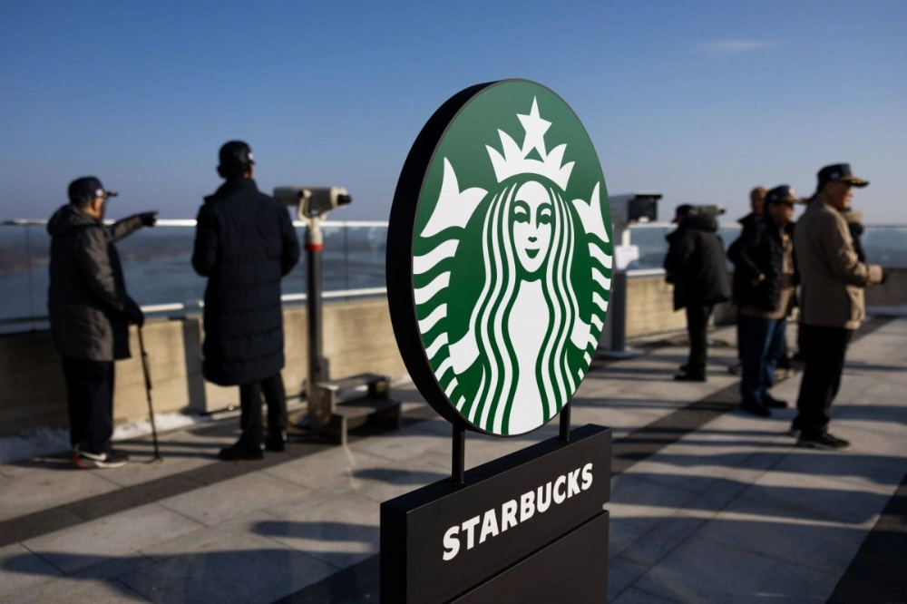 An observation deck at a Starbucks store with views of North Korea in Gimpo, South Korea, on Friday An observation deck at a Starbucks store with views of North Korea in Gimpo, South Korea, on Friday