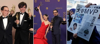 Japanese creatives, athletes and activists saw their efforts recognized on the world stage in various ways this year. At the Oscars (left) Takashi Yamazaki and his team took a prize for “Godzilla Minus One,” while later in the year Anna Sawai and Hiroyuki Sanada (center) took Emmys for their work in “Shogun.” Shohei Ohtani (right) was arguably the biggest Japanese star of the year. Japanese creatives, athletes and activists saw their efforts recognized on the world stage in various ways this year. At the Oscars (left) Takashi Yamazaki and his team took a prize for “Godzilla Minus One,” while later in the year Anna Sawai and Hiroyuki Sanada (center) took Emmys for their work in “Shogun.” Shohei Ohtani (right) was arguably the biggest Japanese star of the year.