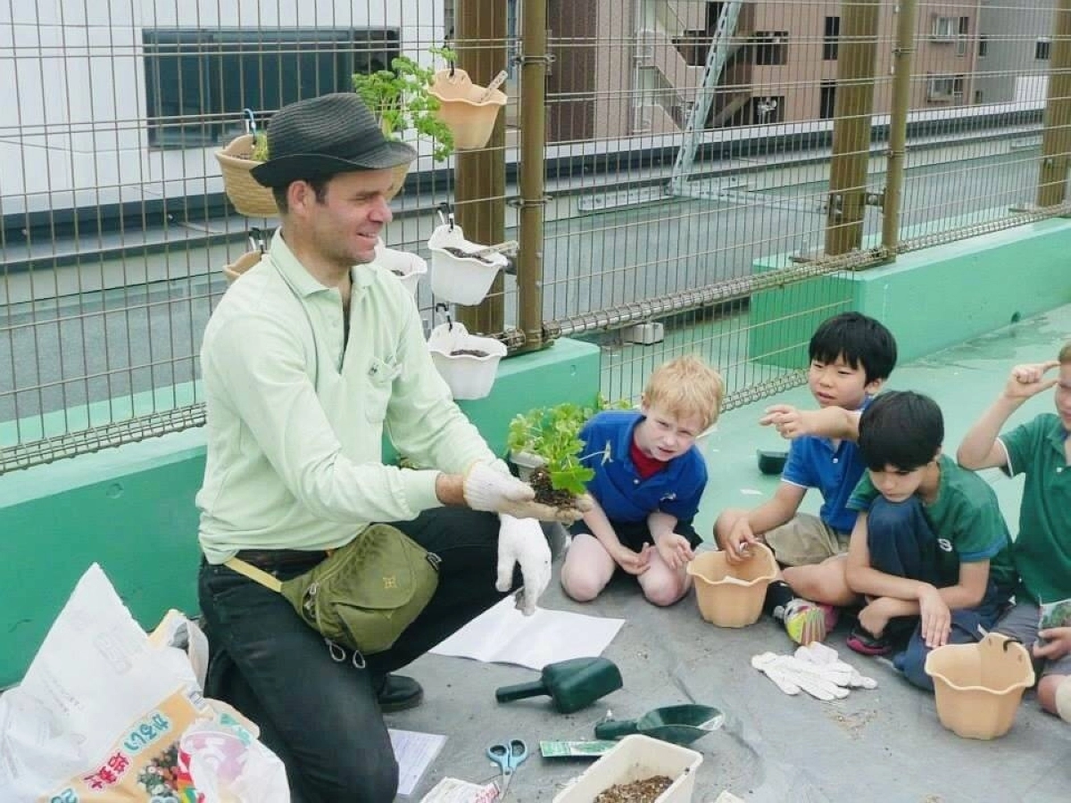 Walsh has shared his love for urban farming with international schools across Tokyo, hoping to inspire the next generation of urban farmers. Walsh has shared his love for urban farming with international schools across Tokyo, hoping to inspire the next generation of urban farmers.