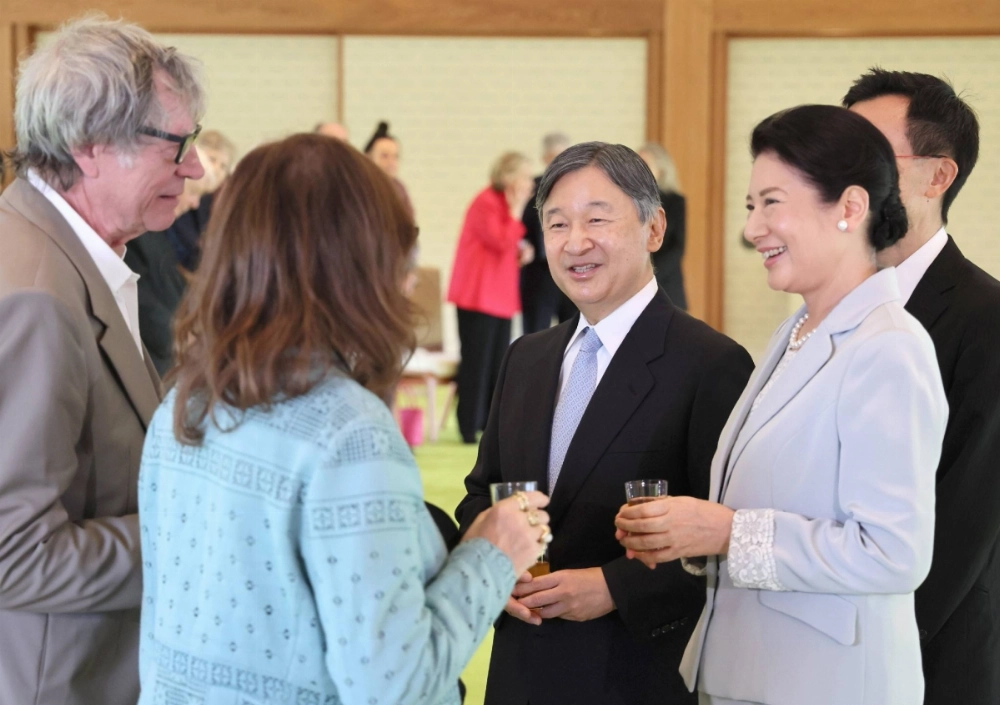 Emperor Naruhito and Empress Masako speak with winners of the Praemium Imperiale at the Imperial Palace on Nov. 20. The imperial couple will attend a memorial ceremony to mark the 30th anniversary of the 1995 Great Hanshin Earthquake in January. Emperor Naruhito and Empress Masako speak with winners of the Praemium Imperiale at the Imperial Palace on Nov. 20. The imperial couple will attend a memorial ceremony to mark the 30th anniversary of the 1995 Great Hanshin Earthquake in January.