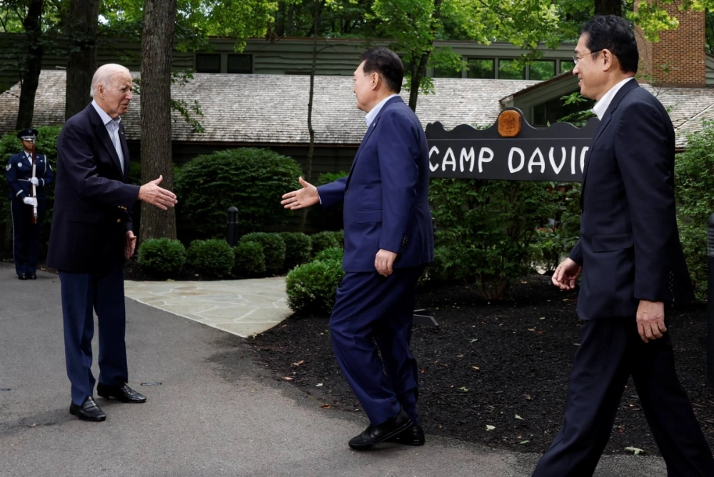 Just over a year ago, South Korean President Yoon Suk Yeol, Japanese Prime Minister Fumio Kishida and U.S. President Joe Biden celebrated their historic summit at Camp David, but Yoon's controversial policies and martial law attempt have undermined that progress. Just over a year ago, South Korean President Yoon Suk Yeol, Japanese Prime Minister Fumio Kishida and U.S. President Joe Biden celebrated their historic summit at Camp David, but Yoon's controversial policies and martial law attempt have undermined that progress.