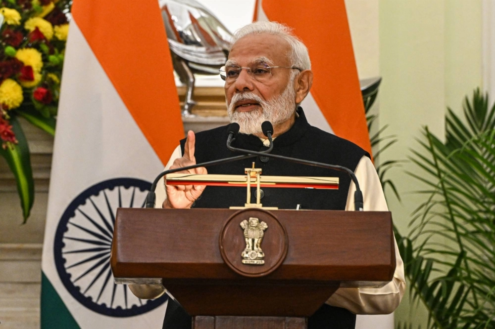 Indian Prime Minister Narendra Modi speaks during a news conference at Hyderabad House in New Delhi on Monday. Indian Prime Minister Narendra Modi speaks during a news conference at Hyderabad House in New Delhi on Monday.