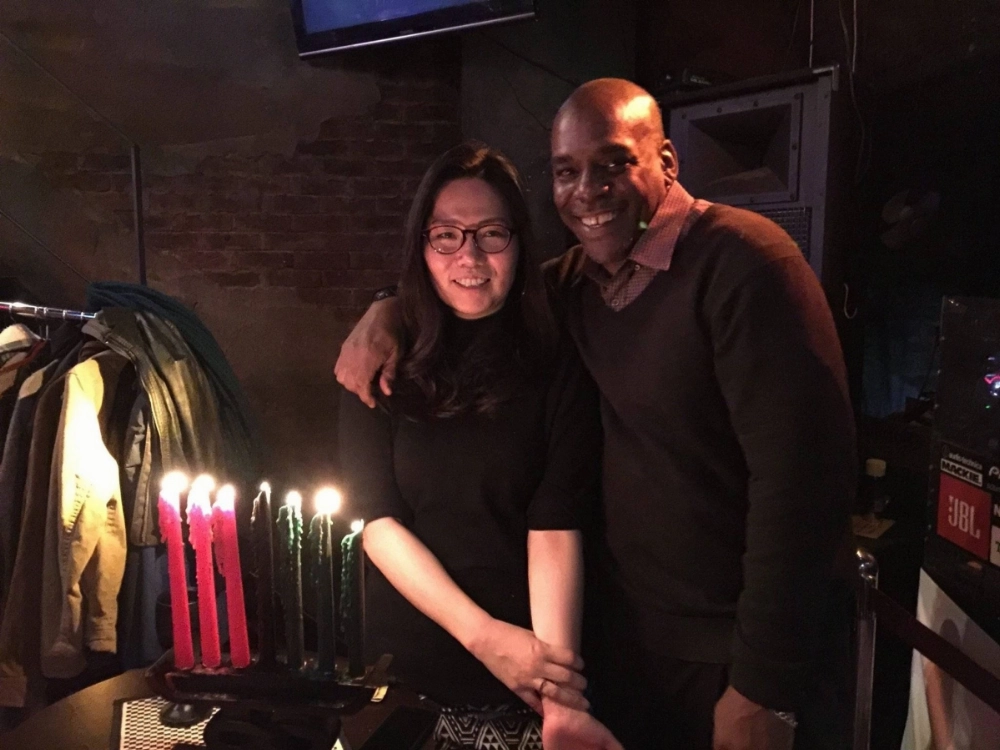 Writer Baye McNeil and his wife, Miki, host a Kwanzaa gathering in Yokohama together. The end of the year at the McNeil’s home is a mix of several different holiday traditions, including those of Kwanzaa. Writer Baye McNeil and his wife, Miki, host a Kwanzaa gathering in Yokohama together. The end of the year at the McNeil’s home is a mix of several different holiday traditions, including those of Kwanzaa.