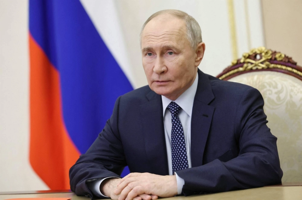 Russian President Vladimir Putin holds a Security Council meeting via videoconference in Moscow on Saturday. Russian President Vladimir Putin holds a Security Council meeting via videoconference in Moscow on Saturday.