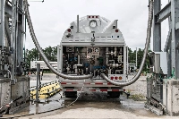 Hydrogen is loaded into a truck at a liquid green hydrogen plant in Woodbine, Georgia. | Bloomberg
