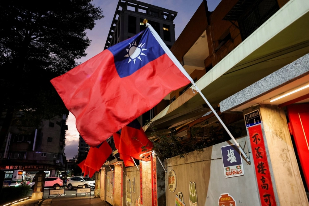 Taiwanese flags along a street in New Taipei City, Taiwan, on Dec. 9 Taiwanese flags along a street in New Taipei City, Taiwan, on Dec. 9