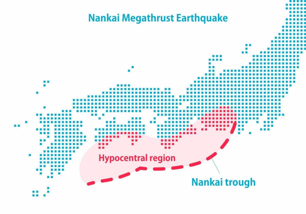 A map of the hypocentral region of an anticipated Nankai Trough earthquake A map of the hypocentral region of an anticipated Nankai Trough earthquake
