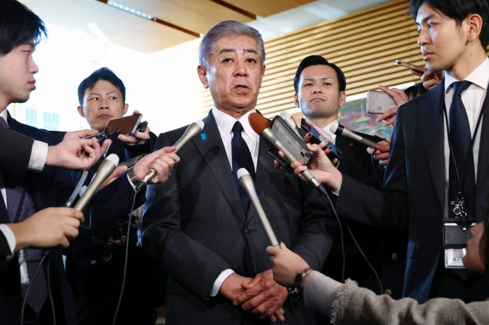 Foreign Minister Takeshi Iwaya speaks to reporters at the Prime Minister's Office on Friday following talks with Prime Minister Shigeru Ishiba. Foreign Minister Takeshi Iwaya speaks to reporters at the Prime Minister's Office on Friday following talks with Prime Minister Shigeru Ishiba.