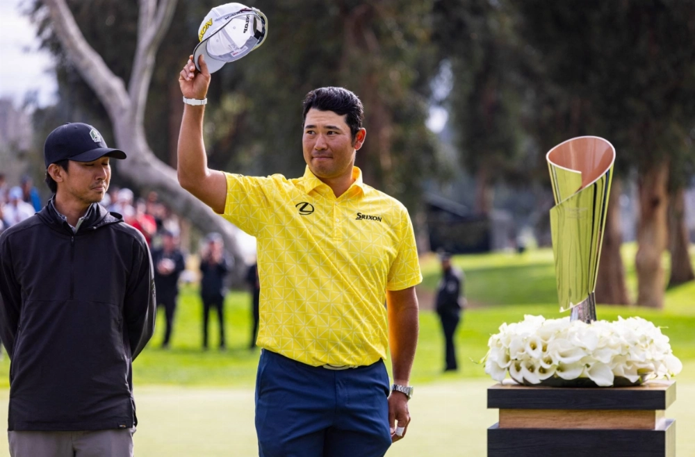 Hideki Matsuyama won the Genesis Invitational at Riveria Country Club in Pacific Palisades, California, on Feb. 18, 2024. Hideki Matsuyama won the Genesis Invitational at Riveria Country Club in Pacific Palisades, California, on Feb. 18, 2024.