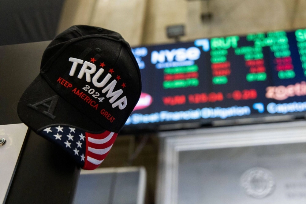 A Donald Trump 2024 campaign hat on the floor of the New York Stock Exchange in New York on Tuesday A Donald Trump 2024 campaign hat on the floor of the New York Stock Exchange in New York on Tuesday