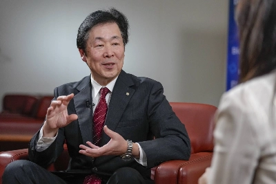 Tokyo Gas President Shinichi Sasayama speaks during an interview at the company's headquarters in Tokyo on Jan. 16. Tokyo Gas President Shinichi Sasayama speaks during an interview at the company's headquarters in Tokyo on Jan. 16.