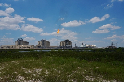 Flaring at the Cameron LNG export terminal in Hackberry, Louisiana. Flaring, a common sight at LNG plants, is a controlled burning of gas for reasons ranging from depressurizing equipment to disposing of gas that can’t be used. The practice is a "waste of money" and negatively impacts climate change and human health, says the International Energy Agency. Flaring at the Cameron LNG export terminal in Hackberry, Louisiana. Flaring, a common sight at LNG plants, is a controlled burning of gas for reasons ranging from depressurizing equipment to disposing of gas that can’t be used. The practice is a "waste of money" and negatively impacts climate change and human health, says the International Energy Agency.