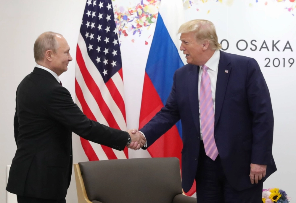 Russian President Vladimir Putin meets with U.S. President Donald Trump at the G20 summit in Osaka in June 2019.  Russian President Vladimir Putin meets with U.S. President Donald Trump at the G20 summit in Osaka in June 2019.