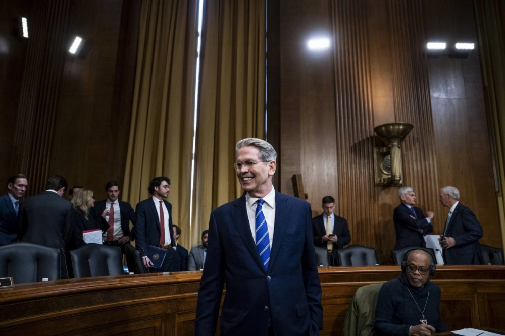 Scott Bessent, then nominee for U.S. treasury secretary, arrives for his confirmation hearing before the Senate Finance Committee on Capitol Hill in Washington on Jan. 16. Scott Bessent, then nominee for U.S. treasury secretary, arrives for his confirmation hearing before the Senate Finance Committee on Capitol Hill in Washington on Jan. 16.