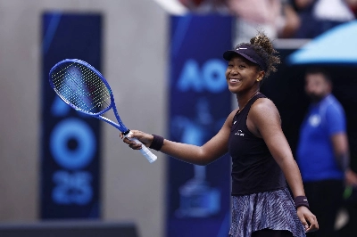 Naomi Osaka celebrates winning her second round match at the Australian Open over the Czech Republic's Karolina Muchova on Jan. 15. Naomi Osaka celebrates winning her second round match at the Australian Open over the Czech Republic's Karolina Muchova on Jan. 15.