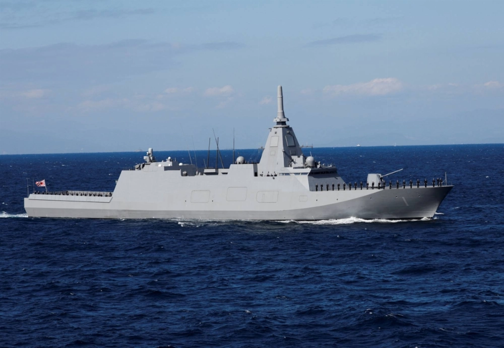 The Maritime Self-Defense Force's Mogami stealth frigate, of the class of the same name, takes part in an international fleet review to commemorate the 70th anniversary of the foundation of MSDF in Sagami Bay, south of Tokyo, in November 2022. The Maritime Self-Defense Force's Mogami stealth frigate, of the class of the same name, takes part in an international fleet review to commemorate the 70th anniversary of the foundation of MSDF in Sagami Bay, south of Tokyo, in November 2022.