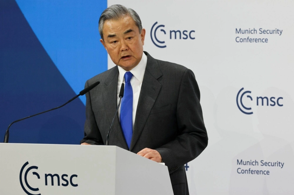 Chinese Foreign Minister Wang Yi speaks during the Munich Security Conference in the German city on Friday. Chinese Foreign Minister Wang Yi speaks during the Munich Security Conference in the German city on Friday.