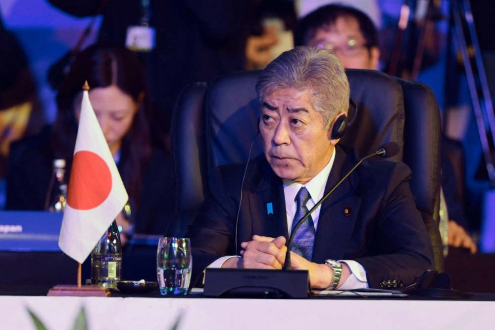 Foreign Minister Takeshi Iwaya attends the Group of 20 foreign ministers' meeting at the Nasrec Expo Center in Johannesburg on Thursday. Foreign Minister Takeshi Iwaya attends the Group of 20 foreign ministers' meeting at the Nasrec Expo Center in Johannesburg on Thursday.