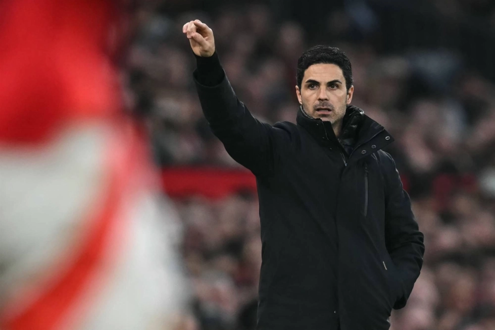 Arsenal manager Mikel Arteta gestures on the touchline during the match between Manchester United and Arsenal at Old Trafford on March 9. Arsenal manager Mikel Arteta gestures on the touchline during the match between Manchester United and Arsenal at Old Trafford on March 9.