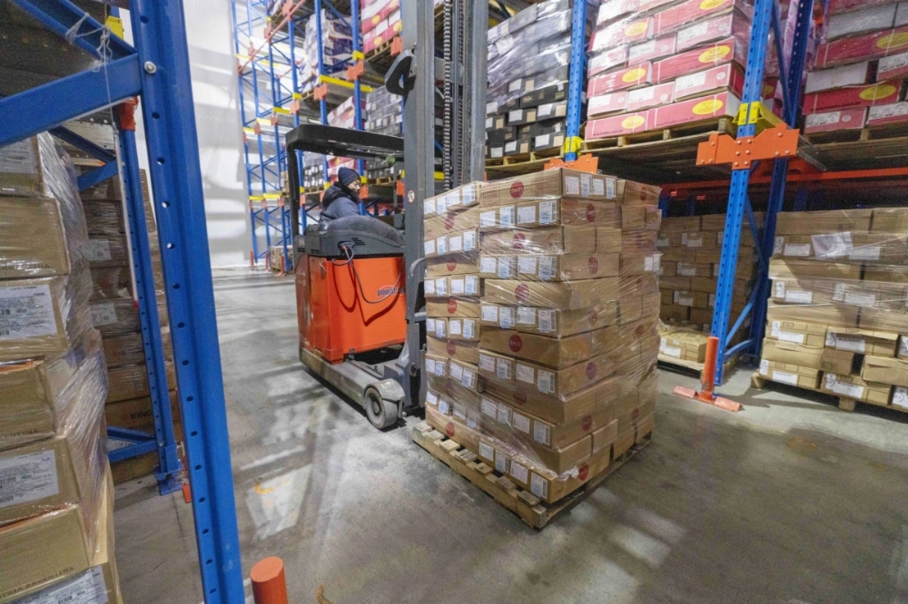 Boxes of imported pork from the U.S. at a cold storage warehouse in Shanghai Boxes of imported pork from the U.S. at a cold storage warehouse in Shanghai