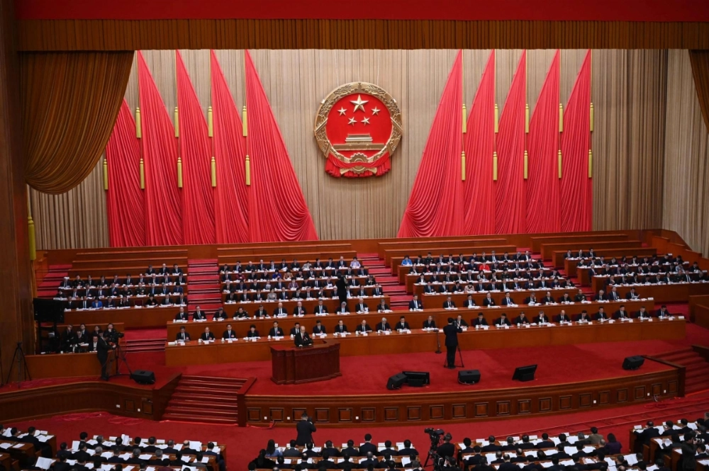 Chinese leaders attend the second plenary session of the National People's Congress (NPC) in Beijing's Great Hall of the People on Saturday. Chinese leaders attend the second plenary session of the National People's Congress (NPC) in Beijing's Great Hall of the People on Saturday.