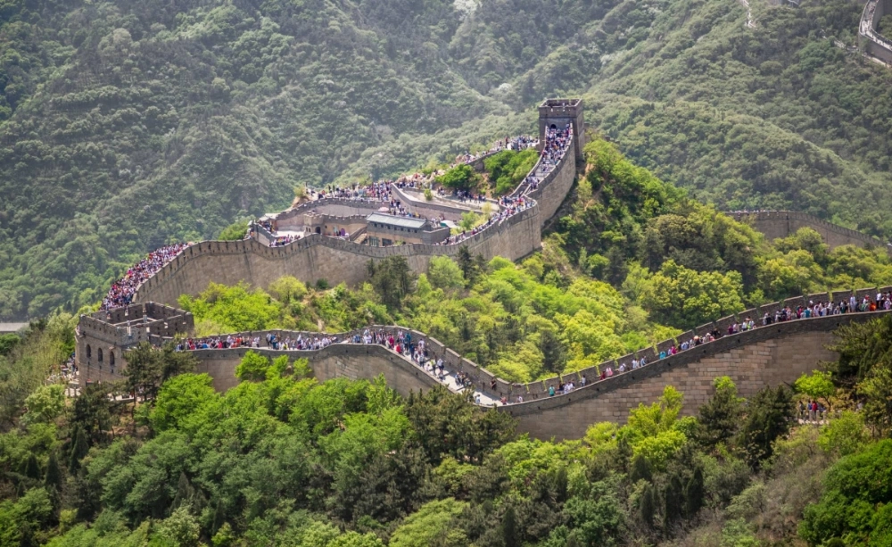 The Great Wall of China near Beijing. Two Japanese tourists were detained in China for taking photos showing exposed buttocks at the World Heritage site. The Great Wall of China near Beijing. Two Japanese tourists were detained in China for taking photos showing exposed buttocks at the World Heritage site.