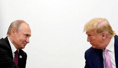 U.S. President Donald Trump and Russian leader Vladimir Putin hold a bilateral meeting at the Group of 20 leaders summit in Osaka in June 2019. U.S. President Donald Trump and Russian leader Vladimir Putin hold a bilateral meeting at the Group of 20 leaders summit in Osaka in June 2019.