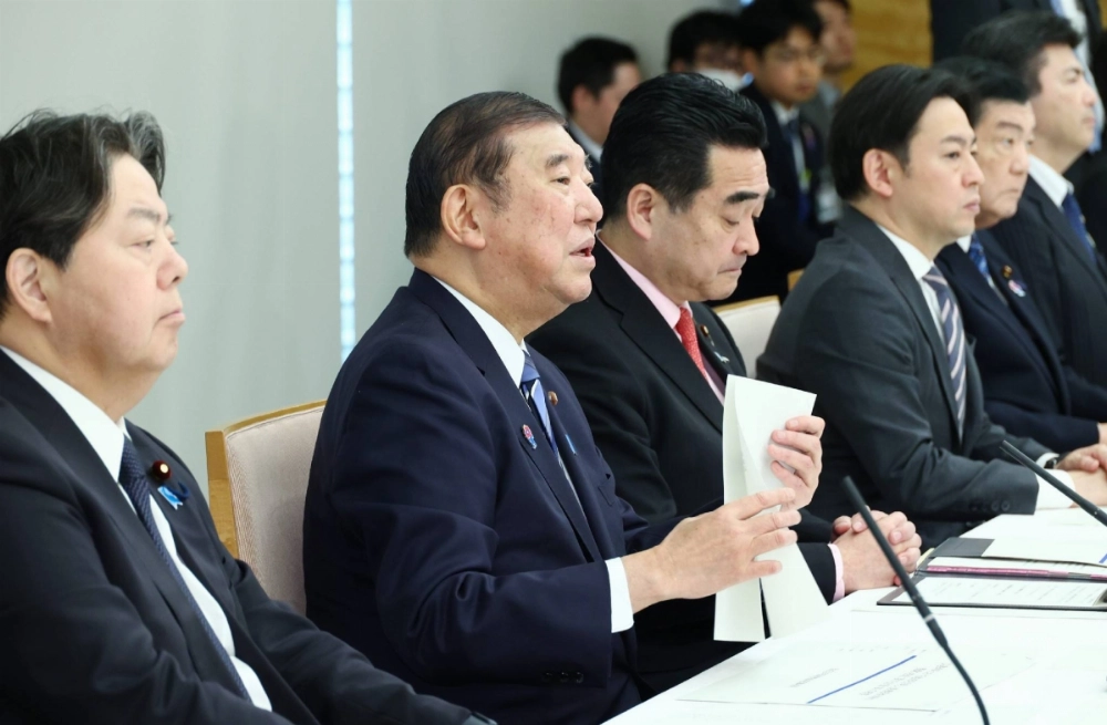 Prime Minister Shigeru Ishiba instructs his government to develop a system to operate what are known as hospital ships by January 2026 at the Prime Minister's Office on Tuesday. Prime Minister Shigeru Ishiba instructs his government to develop a system to operate what are known as hospital ships by January 2026 at the Prime Minister's Office on Tuesday.