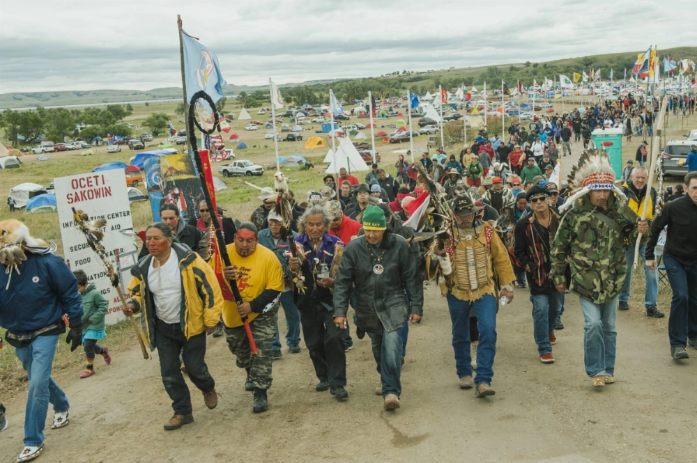 Protesters demonstrate against the Dakota Access Pipeline near Cannon Ball, North Dakota, in 2016.  Protesters demonstrate against the Dakota Access Pipeline near Cannon Ball, North Dakota, in 2016.