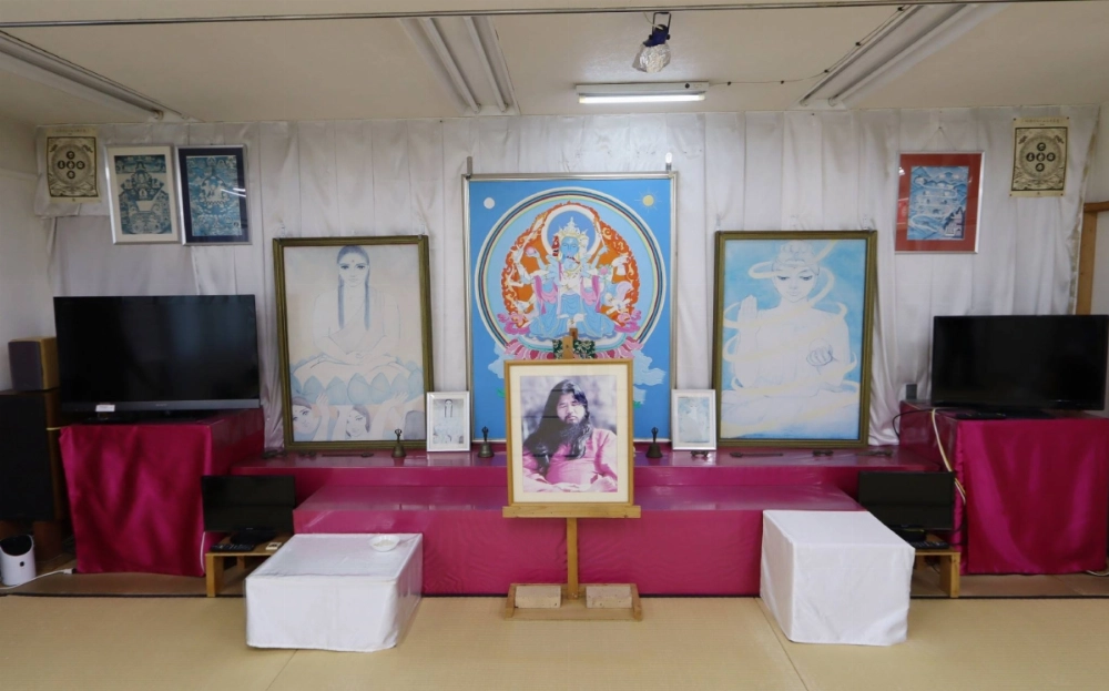 An altar at the Aleph facility in Tokyo’s Adachi Ward featuring a photo of Shoko Asahara, the founder of Aum Shinrikyo and the alleged mastermind of the March 1995 sarin gas attack on the Tokyo subway system An altar at the Aleph facility in Tokyo’s Adachi Ward featuring a photo of Shoko Asahara, the founder of Aum Shinrikyo and the alleged mastermind of the March 1995 sarin gas attack on the Tokyo subway system