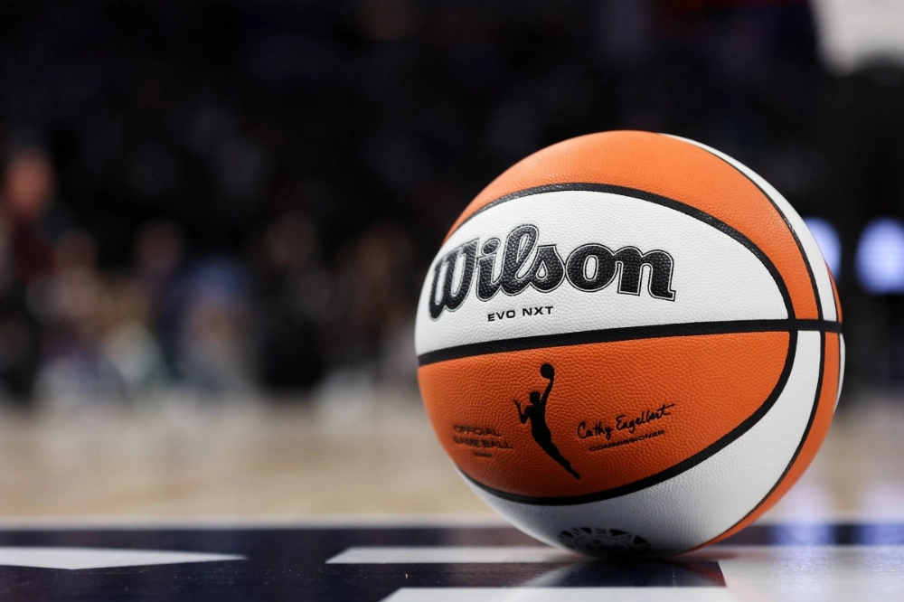 A detailed view of the ball during the second half of game five of the 2024 WNBA playoffs between the Minnesota Lynx and the Connecticut Sun at Target Center, Minneapolis on Oct 8, 2024. A detailed view of the ball during the second half of game five of the 2024 WNBA playoffs between the Minnesota Lynx and the Connecticut Sun at Target Center, Minneapolis on Oct 8, 2024.