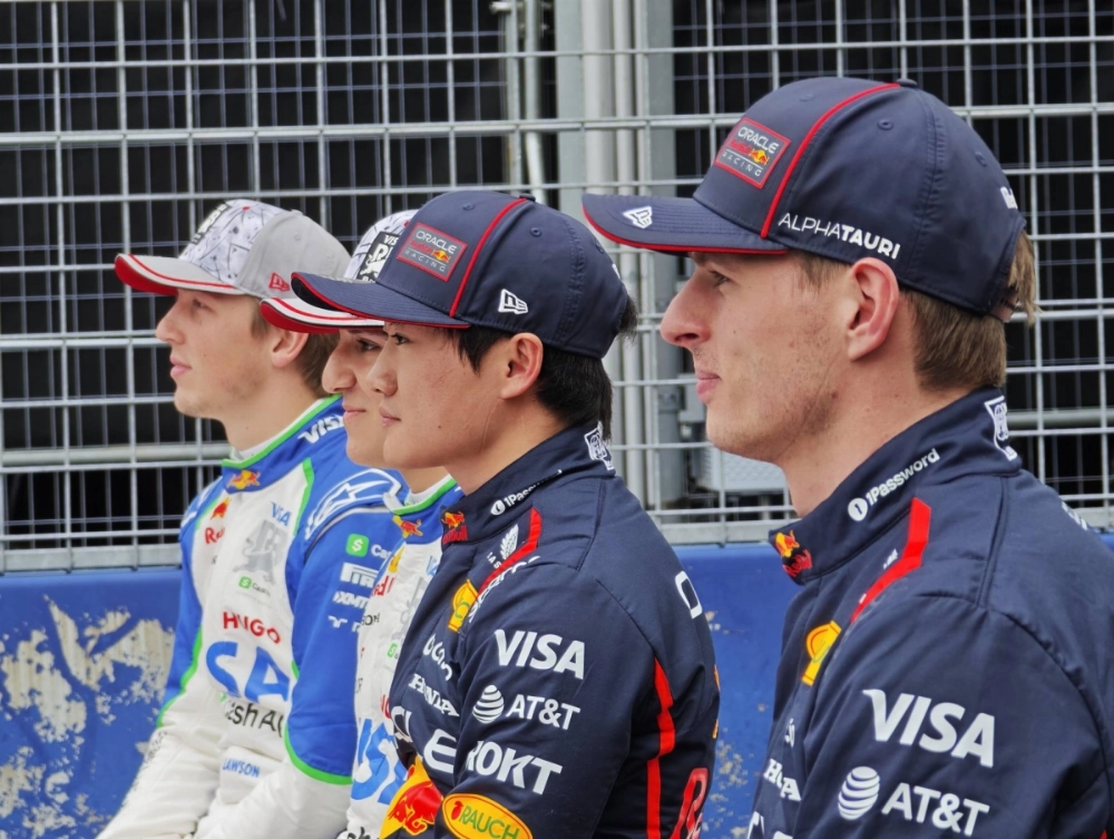 Red Bull’s Max Verstappen (right) and teammate Yuki Tsunoda (second from right) alongside Racing Bulls drivers Isack Hadjar (second from left) and Liam Lawson at the F1 Tokyo Fan Festival 2025 in Odaiba, Tokyo, on Wednesday Red Bull’s Max Verstappen (right) and teammate Yuki Tsunoda (second from right) alongside Racing Bulls drivers Isack Hadjar (second from left) and Liam Lawson at the F1 Tokyo Fan Festival 2025 in Odaiba, Tokyo, on Wednesday