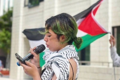 During a demonstration to demand a ceasefire and an end to the humanitarian crisis in Gaza in Tokyo on June 24, Sophia University student Jumana Kasemu participates in “Tears for Palestine,” a global event that started in Tokyo. During a demonstration to demand a ceasefire and an end to the humanitarian crisis in Gaza in Tokyo on June 24, Sophia University student Jumana Kasemu participates in “Tears for Palestine,” a global event that started in Tokyo.