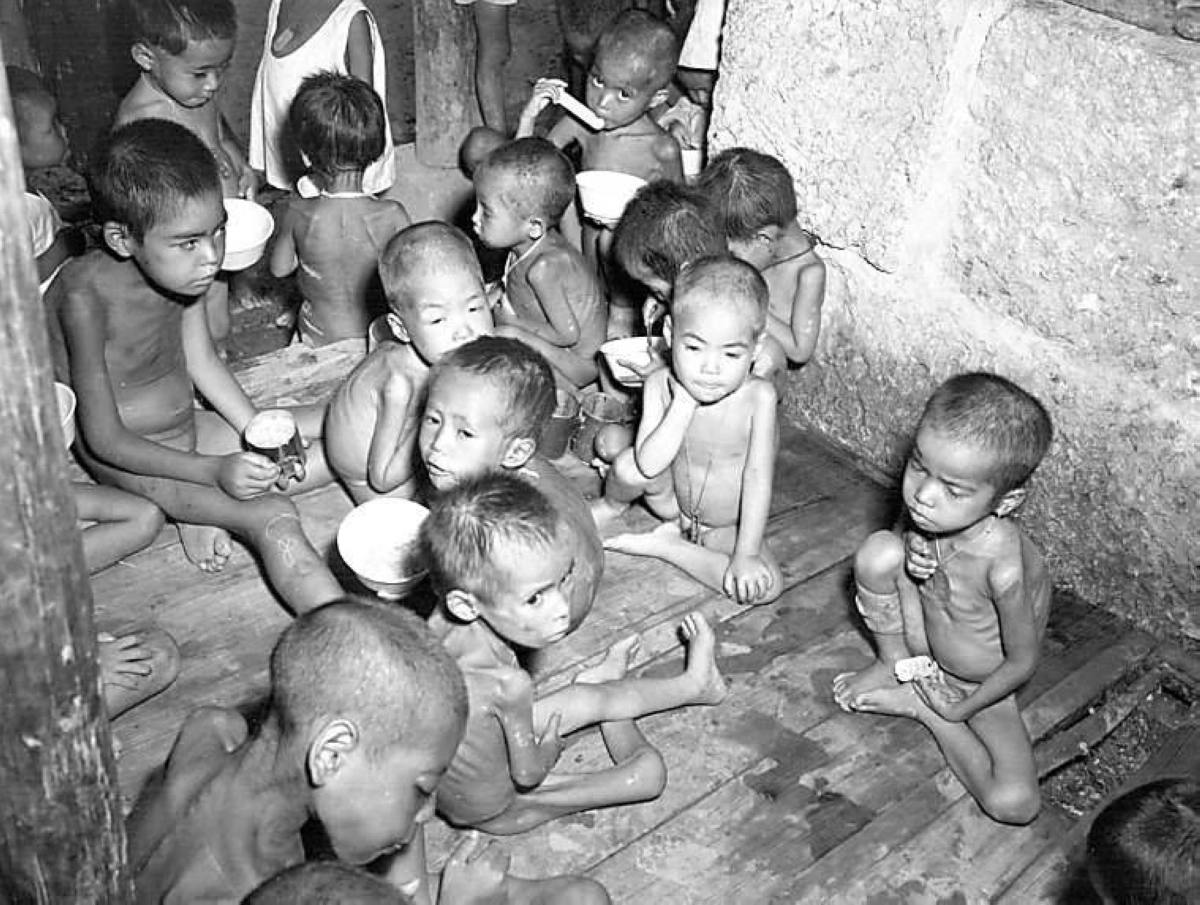 Malnourished children at an orphanage in Okinawa Prefecture in August 1945 Malnourished children at an orphanage in Okinawa Prefecture in August 1945