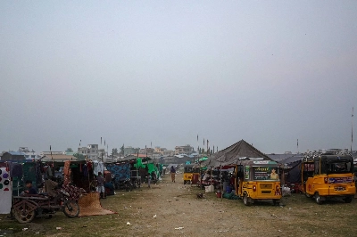 People are seen inside a shelter in a makeshift tent camp following a strong earthquake in Amarapura township, Myanmar, on Thursday. People are seen inside a shelter in a makeshift tent camp following a strong earthquake in Amarapura township, Myanmar, on Thursday.
