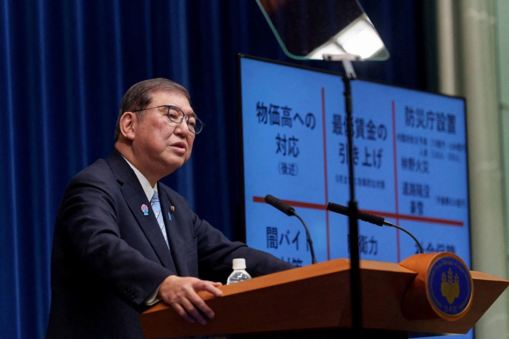Prime Minister Shigeru Ishiba speaks during a news conference at the Prime Minister's Office on April 1. He has said that Japan is facing a "national crisis" following the introduction of new tariffs by the United States. Prime Minister Shigeru Ishiba speaks during a news conference at the Prime Minister's Office on April 1. He has said that Japan is facing a "national crisis" following the introduction of new tariffs by the United States.