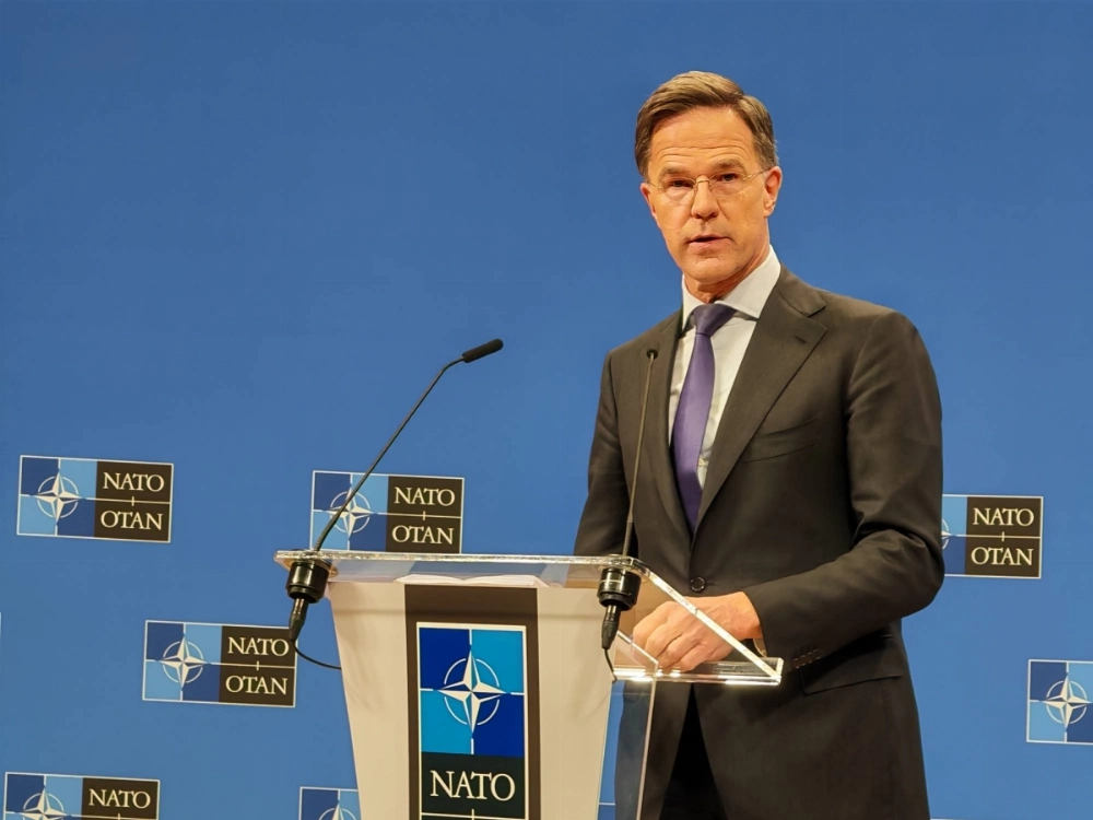 NATO Secretary-General Mark Rutte speaks during a news conference at the alliance's headquarters in Brussels last week. NATO Secretary-General Mark Rutte speaks during a news conference at the alliance's headquarters in Brussels last week.