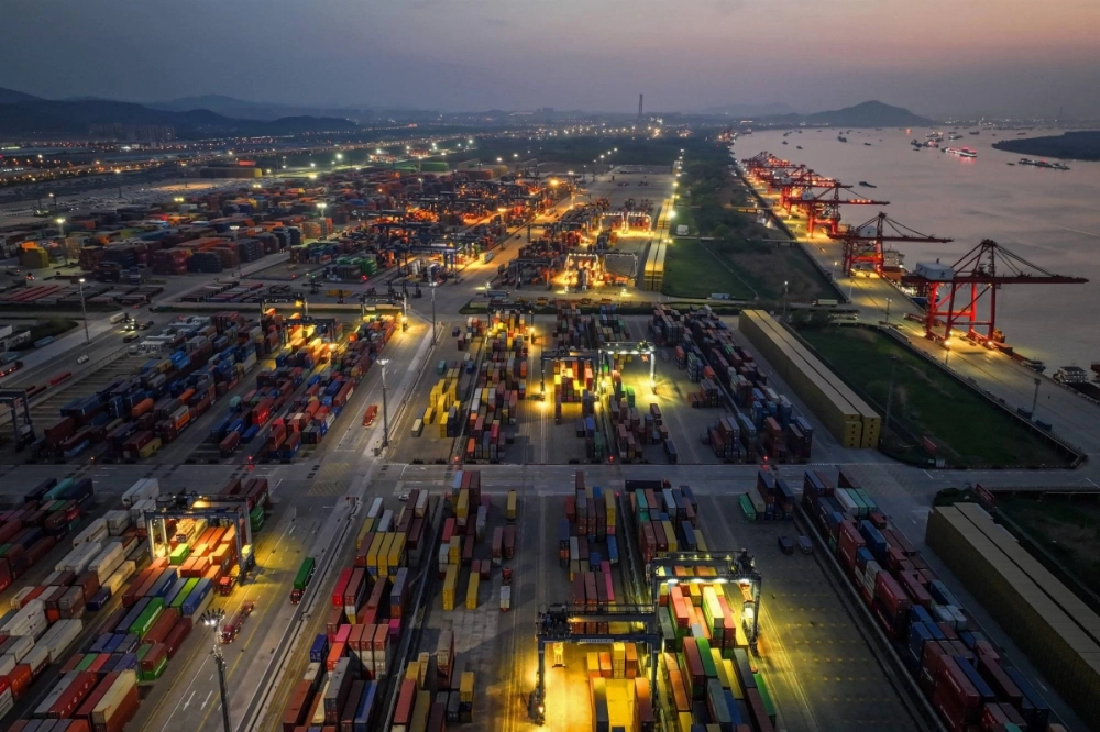 Shipping containers at a port in Nanjing, in eastern China's Jiangsu province, on Tuesday  Shipping containers at a port in Nanjing, in eastern China's Jiangsu province, on Tuesday