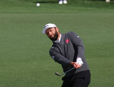 Jon Rahm hits a shot during a practice round ahead of the Masters on Wednesday. Rahm is one of 12 players from LIV Golf in the 95-player field. Jon Rahm hits a shot during a practice round ahead of the Masters on Wednesday. Rahm is one of 12 players from LIV Golf in the 95-player field.