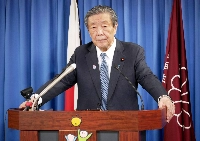Liberal Democratic Party Secretary-General Hiroshi Moriyama holds a news conference at the party headquarters in Tokyo on Tuesday. | JIJI