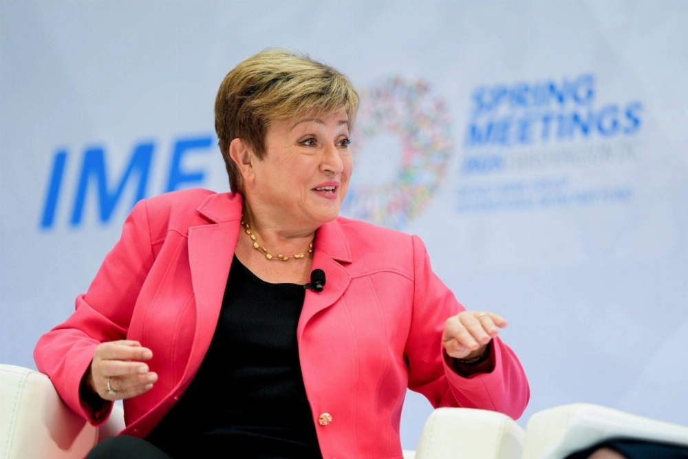 Kristalina Georgieva, managing director of the International Monetary Fund, speaks at the IMF headquarters in Washington on Thursday. Kristalina Georgieva, managing director of the International Monetary Fund, speaks at the IMF headquarters in Washington on Thursday.